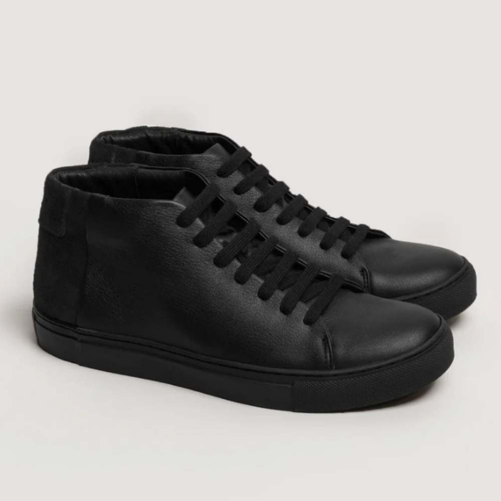 NEW THEY NEW YORK MEN'S TWO-TONE MIDS SNEAKERS IN BLACK SIZE EU 44